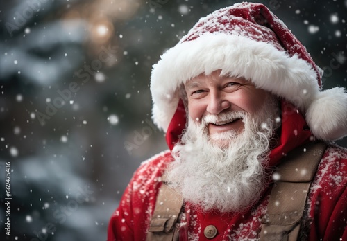 Portrait of an old man dressed as Santa claus © Евгений Кобзев