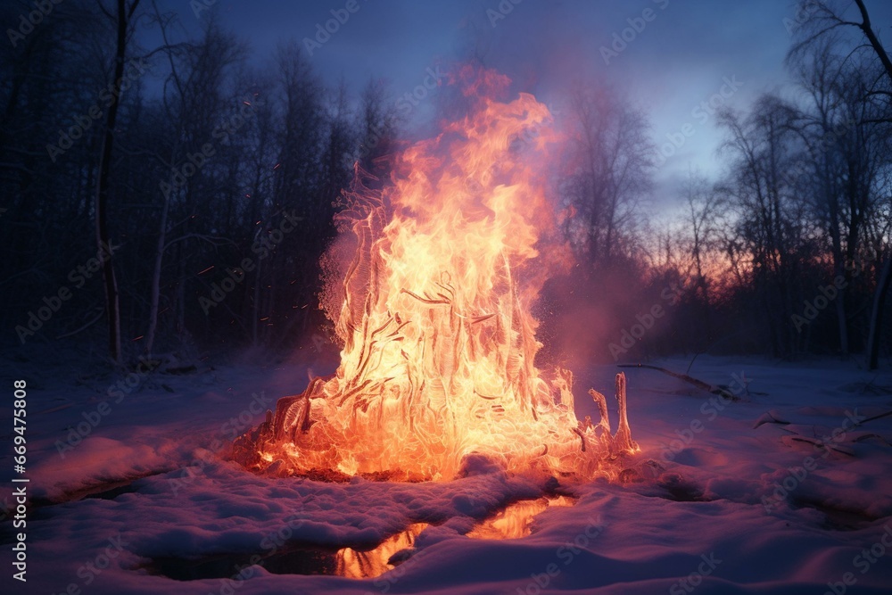 frozen fire captured in a moment of stillness. Generative AI