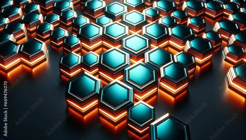 Teal and orange geometric pattern background, modern banner, futuristic template