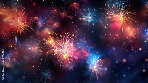 Concept of huge fireworks, a device containing gunpowder and other combustible chemicals that causes a spectacular explosion when ignited, used typically for display or in a celebrations
