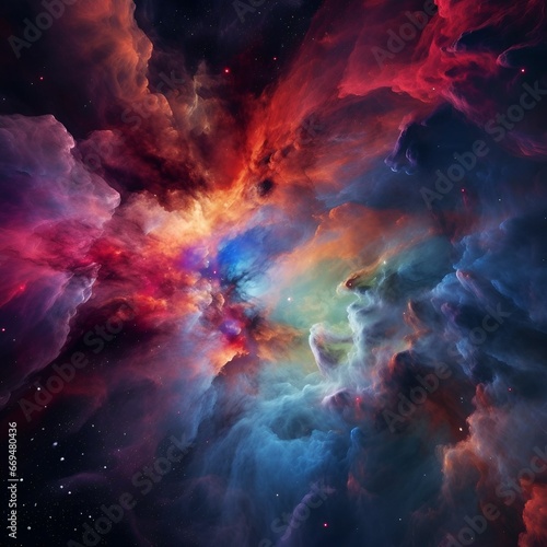 Colorful Abstract Nebula in Deep Space