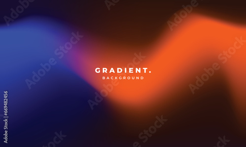 Orange and blue wavy gradient mesh background template copy space. Vibrant light on dark background. Smooth color gradation backdrop for poster, banner, presentation, cover, or brochure.