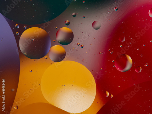 Fototapeta Naklejka Na Ścianę i Meble -  abstract background oil drops on water macro orange