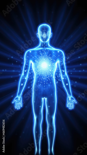 human body energy flow spiritual new age chakra - by generative ai