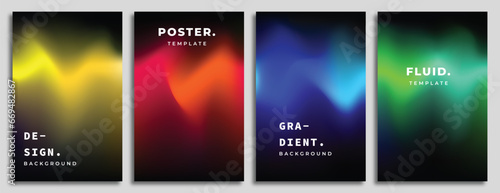 Colorful and vibrant gradient mesh on dark background bundle. Wavy and dynamic color gradation backdrop. Aurora themed backdrop design. Suitable for poster, banner, brochure, or leaflet.