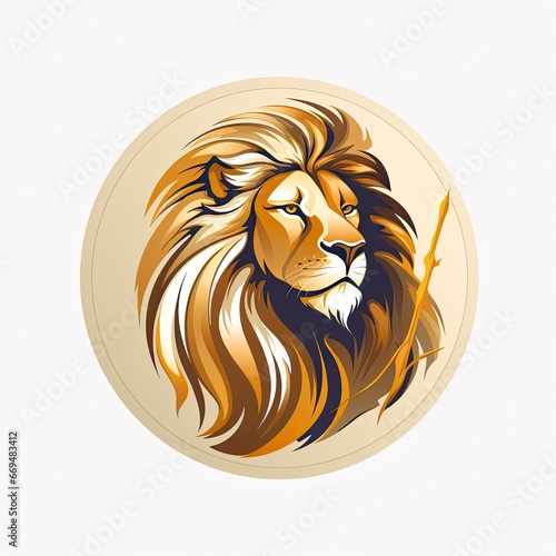 Golden Lion Logo  Modern  Simplistic  Vector  Circular  White Background Logo