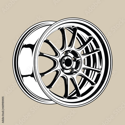 Black and White view rim vector illustration for conceptual design