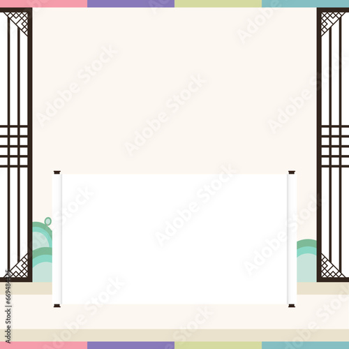 a background with traditional scrolls