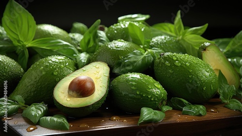 beautiful side view of sweet green avocado slices