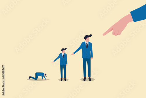 Business leader lay the blame at someone. Concept business vector, Blame, Slander, Responsibility