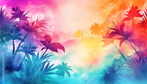 Tropical Watercolor Abstract Background © Klay