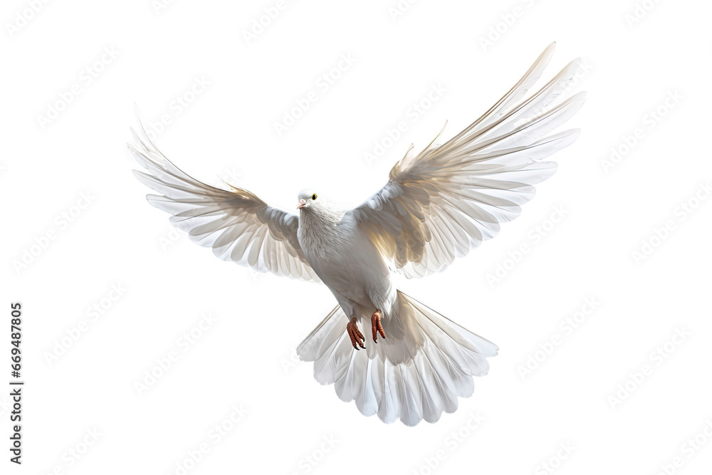 Naklejka premium White dove flying on transparent PNG file and Clipping path .freedom concept and international day of peace