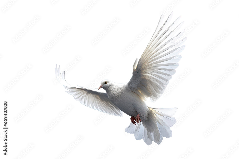 Obraz premium White dove flying on transparent PNG file and Clipping path .freedom concept and international day of peace