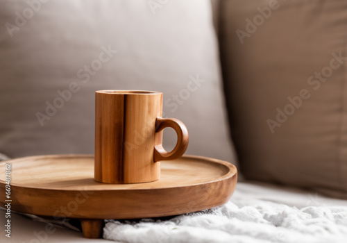 Close up Wooden coffee cup