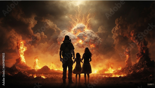 Nuclear explosion HD 8K wallpaper Stock Photographic Image
