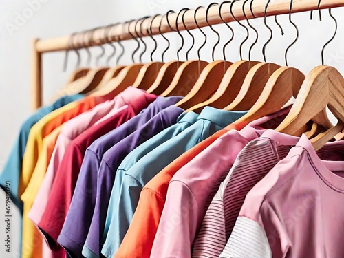 colorful clothes on hangers generative ai