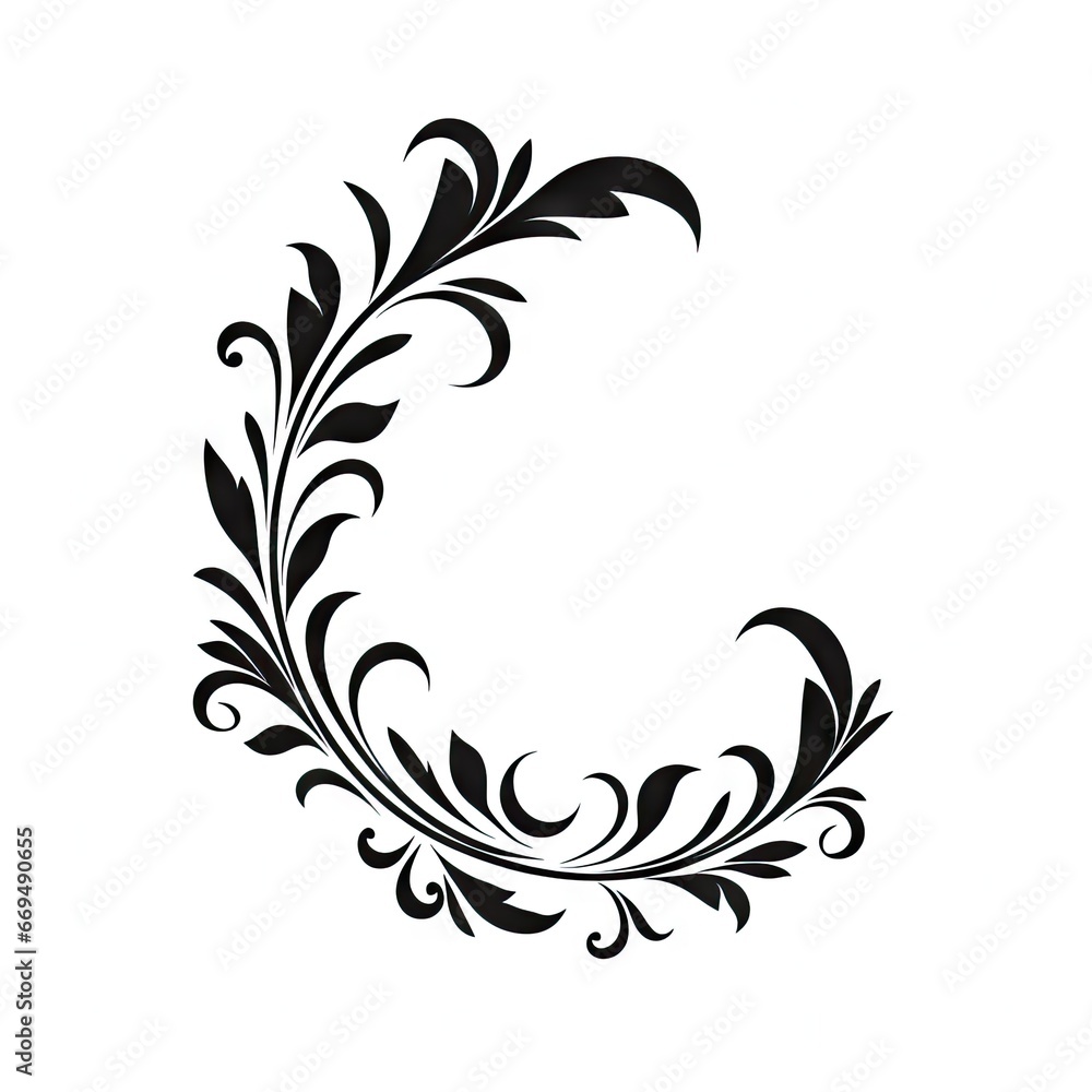 Fototapeta premium Baroque Victorian Frame Ornament, Floral Border, Baroque Decoration Element, Twin Icon, Filigree Flourish