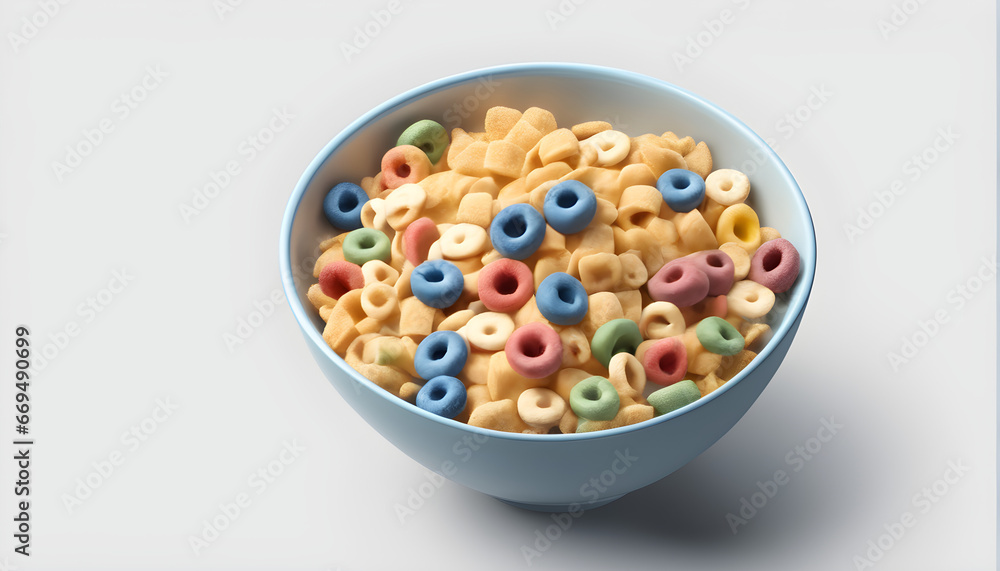bowl of cereal on abstract white background, food concept, generative ai bowl of cereal on abstract white background, food concept, generative ai