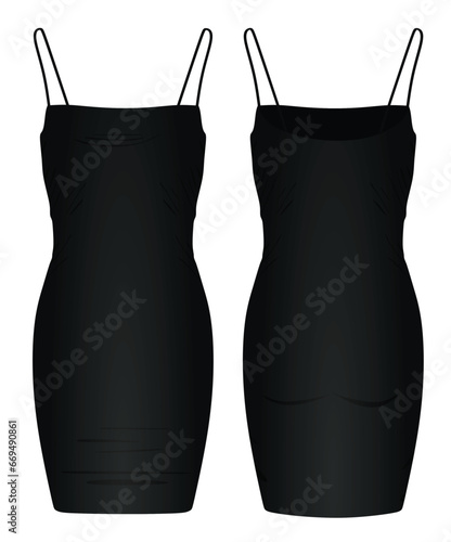 Black  latex dress. vector illustration