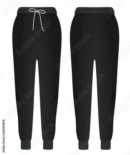Black tracksuit bottom. vector illustration