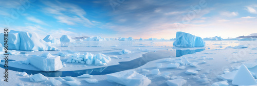 Pristine arctic vista with towering ice formations. © smth.design