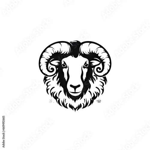 Sheep Portrait, Ram Icon, Logo, Lamb Pictogram