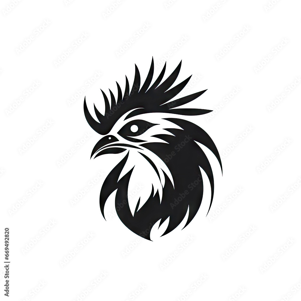 Fototapeta premium Chicken Head Icon, Rooster Silhouette, Poultry Farm Logo, Hen Symbol, Chicken Icon on White