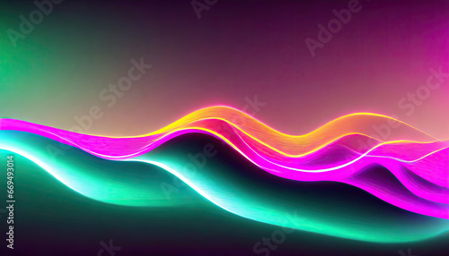 Massive Neon Wave Backdrop Backgroud Photo