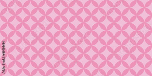 Simple geometric seamless pattern with petals and rhombus, pink colors, vector