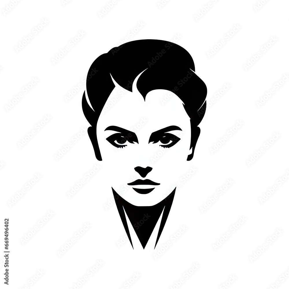 Pretty woman face on white AI generative illustration Pretty woman face on white AI generative illustration