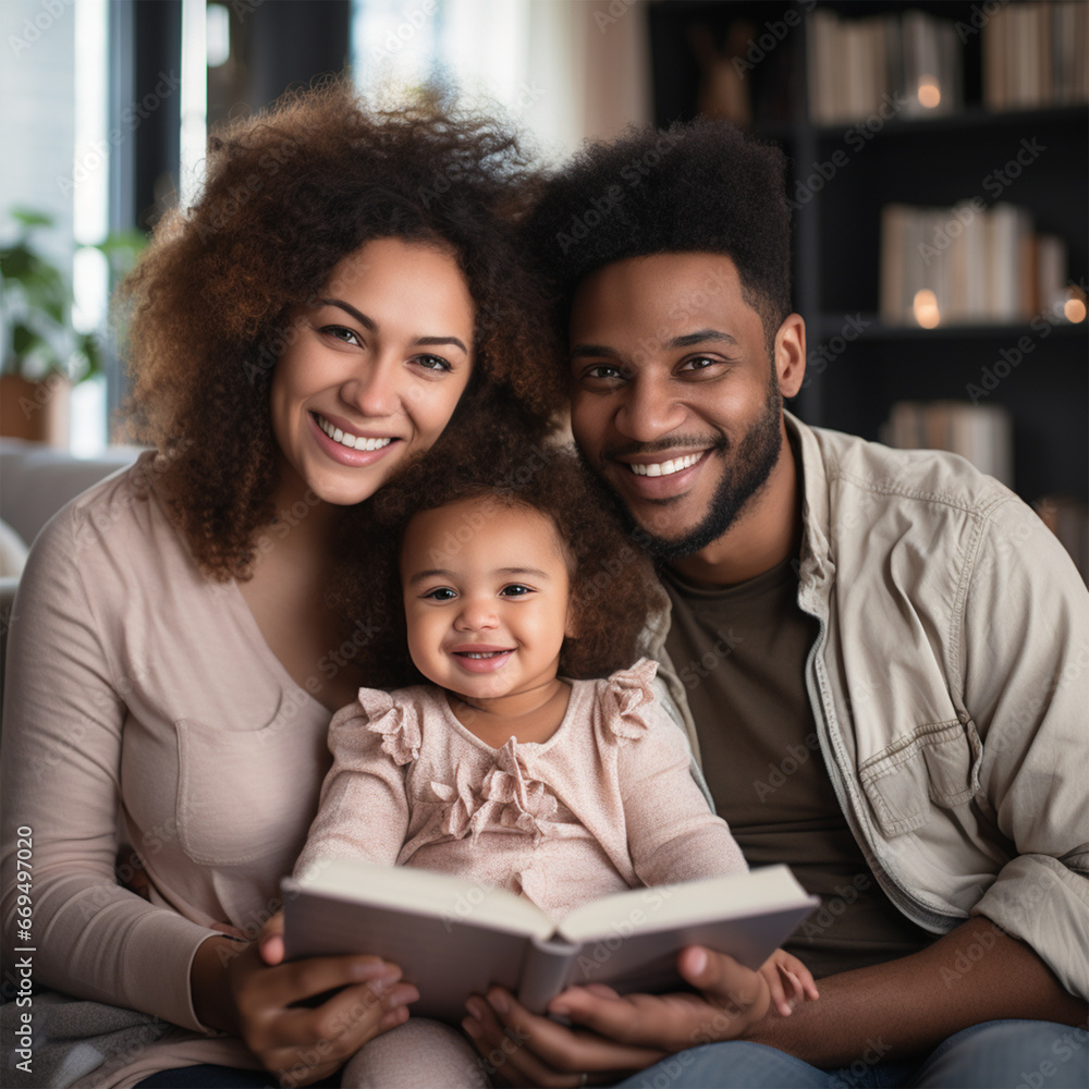 Happy young multi ethnic diverse parents, having fun, using digital tablet computer holding cute little mixed race baby child sitting on couch in modern cozy living room at home together. Happy young multi ethnic diverse parents, having fun, using digital tablet computer holding cute little mixed race baby child sitting on couch in modern cozy living room at home together.