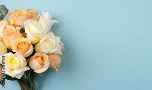 Delicate bouquet of white and yellow roses. © smth.design