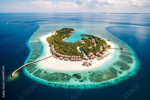 Exquisite Maldives island and beach for an opulent vacation. Generative AI