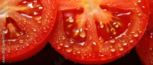 A striking macro capture of a sliced tomato's. © smth.design