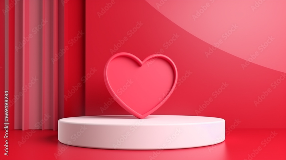 3d blank pink podium for your product. Valentine concept.  Generative AI