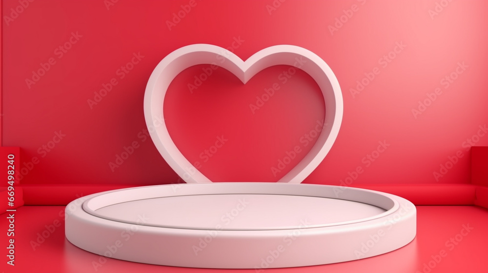 3d blank pink podium for your product. Valentine concept.  Generative AI