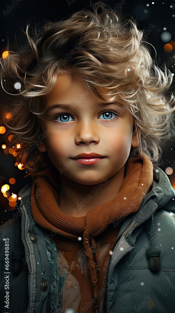 Collage of different adorable children on background. People portrait illustration. Generative AI Collage of different adorable children on background. People portrait illustration. Generative AI