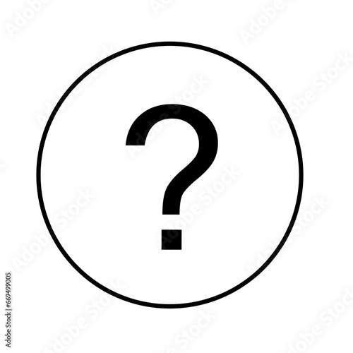 black question mark icon on white background