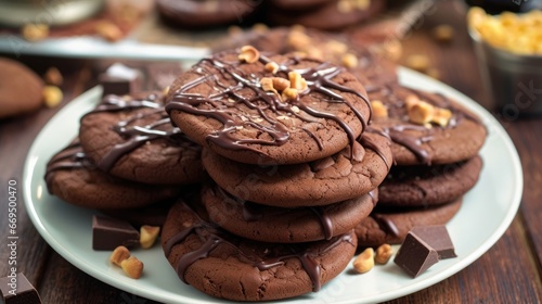 coffee and chocolate cookies with peanuts