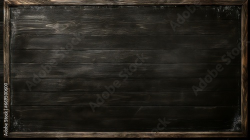 Black Chalkboard Background depicts a black chalkboard, representing a classic writing surface. The horizontal board is empty and blank, creativity using communication blackboard. Generative Ai
