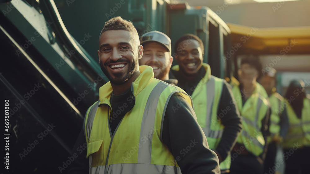 Garbage man working in the morning to picking plastic to garbage truck. Garbage man working in the morning to picking plastic to garbage truck.