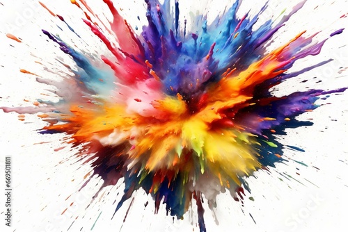 Colorful paint burst on white. Generative AI