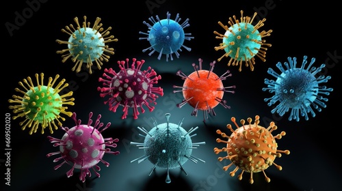 Digital generated image of different variants of virus