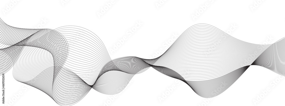Fototapeta premium Abstract grey, white wavy smooth element swoosh speed wave modern stream curve and technology lines on transparent background.