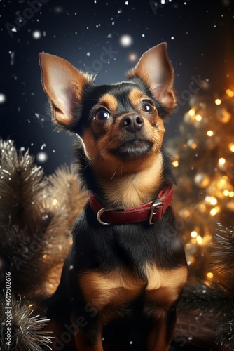 Dog with christmas gifts, Generative AI