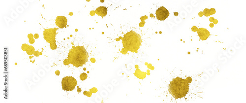 gold paint splatters on transparent background clip art