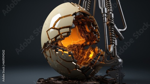 Mechanical claw lifting golden egg