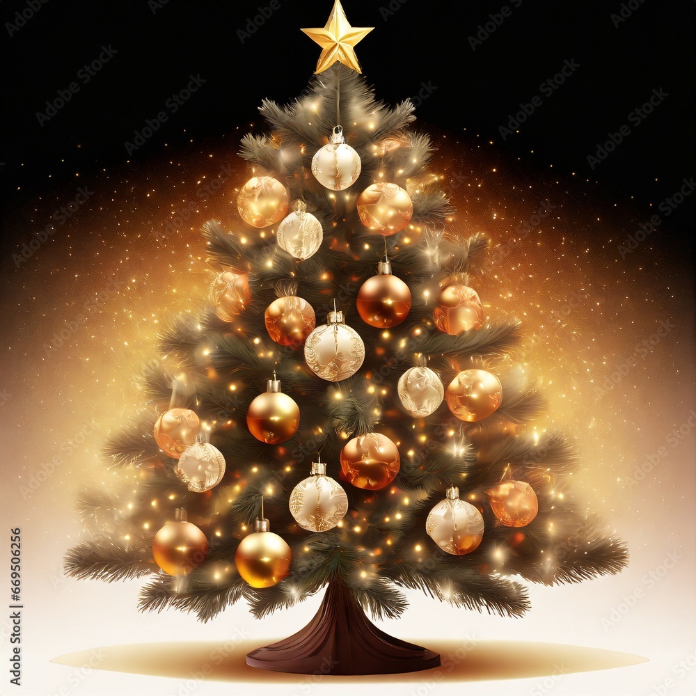 Fototapeta premium Christmas tree with golden stars
