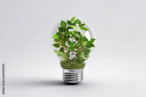 Bulb with plant growing inside. Idea concept. Green planet.