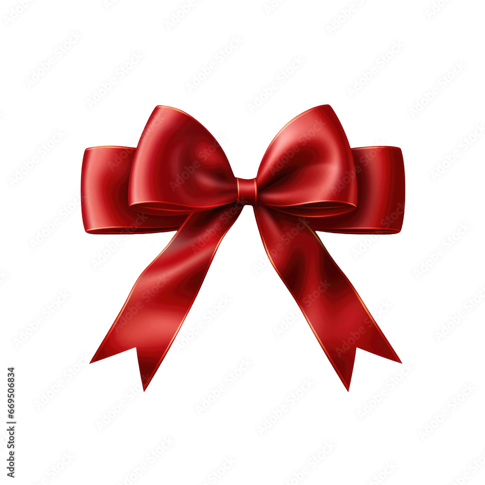 Red bow with ribbon on transparent background Red bow with ribbon on transparent background